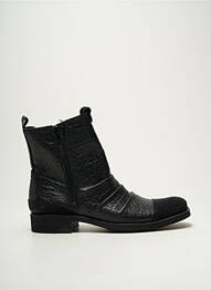 Botine/ghete țesătură satinată toc mic negru MOSHION homme