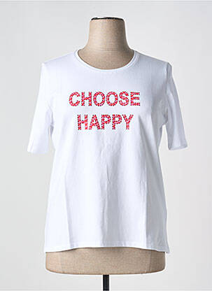 Tricou serigrafie cu strasuri mâneci scurte alb BETTY BARCLAY femeie
