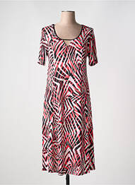 Rochie midi imprimeu fantezie mâneci scurte roz BARANDI femme