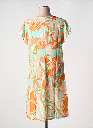 Rochie midi imprimeu floral mâneci scurte portocalie BARANDI femeie