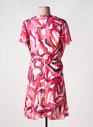 Rochie midi imprimeu fantezie mâneci scurte roz CHRISTINE LAURE femeie