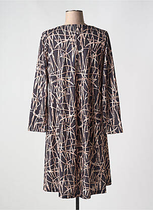 Rochie midi imprimeu fantezie mâneci lungi maro JOY femeie