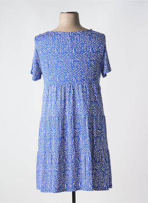 Rochie midi imprimeu fantezie mâneci scurte albastru BARANDI femeie