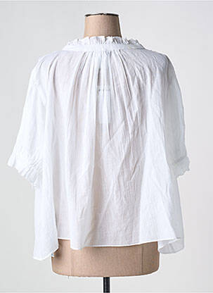 Bluză ușoară și transparentă mâneci scurte alb RALPH LAUREN femeie