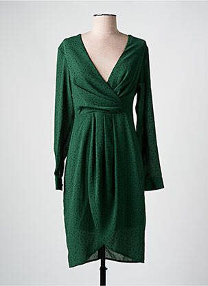 Rochie midi țesătură crep mâneci lungi verde SCHOOL RAG femeie