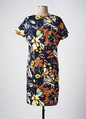 Rochie midi imprimeu floral mâneci scurte albastru FRANCE RIVOIRE femeie