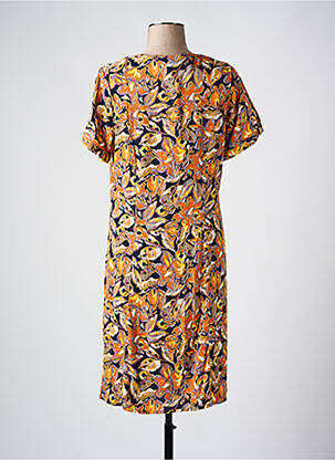 Rochie midi imprimeu floral mâneci scurte portocalie FRANCE RIVOIRE femeie