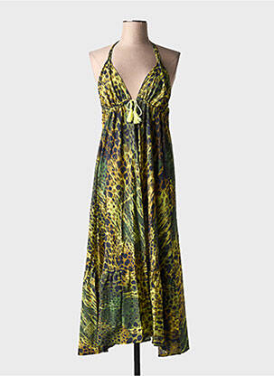 Rochie lungă croială cambrată bretele subțiri verde DIXIE femeie