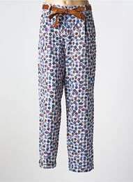 Pantalon drept țesătură crep talie înaltă albastru DIXIE femme