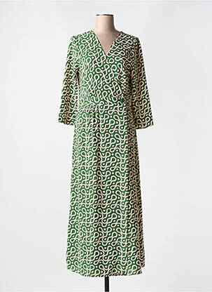 Rochie lungă imprimeu fantezie mâneci 3/4 verde LA PETITE ETOILE femeie