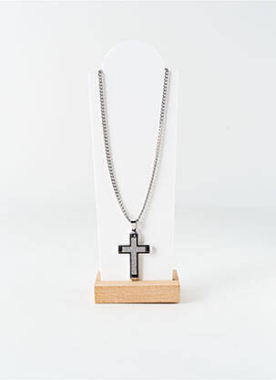 Colier materiale metalice argintiu LOTUS bărbat