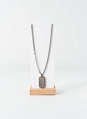 Colier materiale metalice argintiu LOTUS bărbat