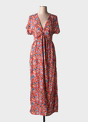 Rochie lungă mâneci scurte mâneci scurte portocalie VERO MODA femeie
