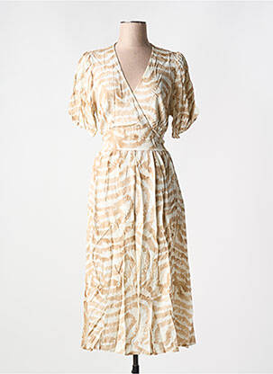 Rochie midi mâneci scurte mâneci scurte bej SORBET femeie