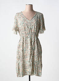 Rochie midi imprimeu floral mâneci scurte bej SORBET femme