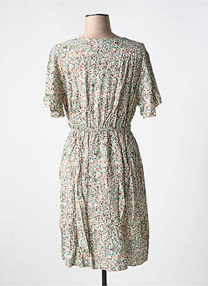 Rochie midi imprimeu floral mâneci scurte bej SORBET femeie