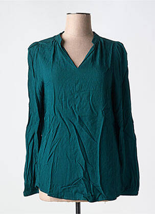 Bluză țesătură poplin mâneci lungi verde FRANSA femeie