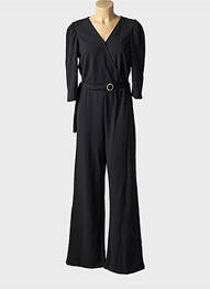 Salopetă-pantalon țesătură crep mâneci 3/4 negru ICHI femme