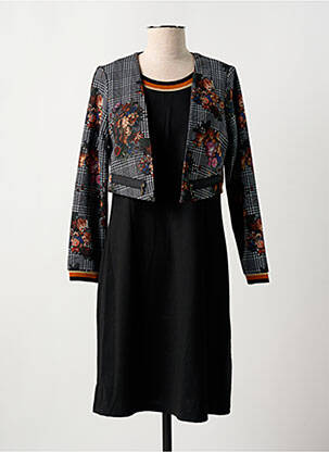 Rochie midi imprimeu floral mâneci lungi negru GUY DUBOUIS femeie