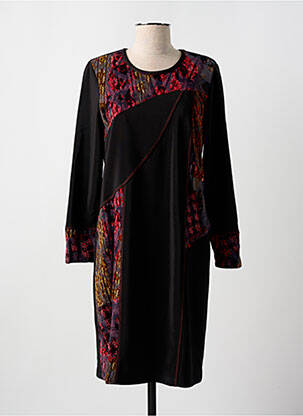Rochie midi imprimeu fantezie mâneci lungi negru GUY DUBOUIS femeie