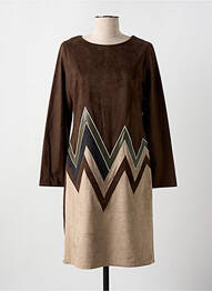 Rochie midi mâneci lungi mâneci lungi maro GUY DUBOUIS femme