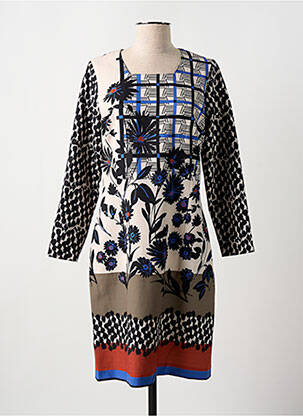 Rochie midi imprimeu fantezie mâneci lungi negru MERI & ESCA femeie