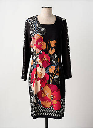 Rochie midi imprimeu floral mâneci lungi negru GUY DUBOUIS femeie