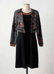 Rochie midi imprimeu fantezie mâneci lungi negru GUY DUBOUIS femme