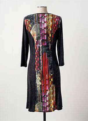 Rochie midi imprimeu fantezie mâneci lungi negru GUY DUBOUIS femeie