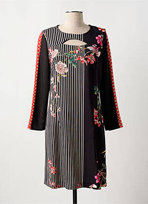 Rochie midi imprimeu floral mâneci lungi negru GUY DUBOUIS femeie