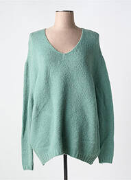 Pulover guler în v mâneci lungi verde COULEURS DU TEMPS femeie