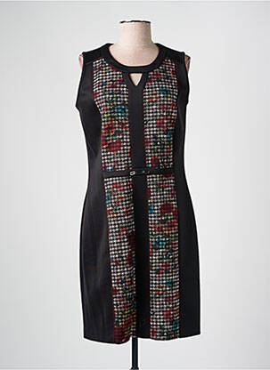 Rochie midi imprimeu fantezie fără mâneci negru FRANCE RIVOIRE femeie