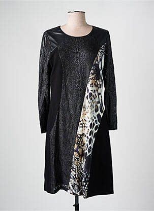 Rochie midi imprimeu fantezie mâneci lungi negru MERI & ESCA femeie