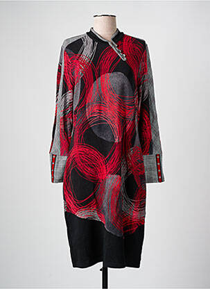 Rochie midi imprimeu fantezie mâneci lungi negru MERI & ESCA femeie