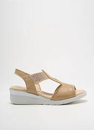 Sandale/pantofi decupați material neted toc de 4 la 6 cm bej BAERCHI femme