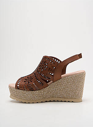 Sandale/pantofi decupați material neted toc de 7 la 9 cm maro PUCHE femeie