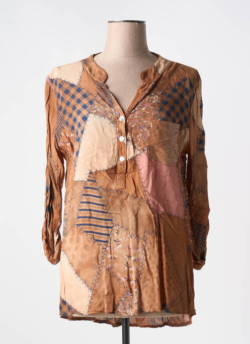 Tunică mâneci lungi maro COULEURS DU TEMPS femeie