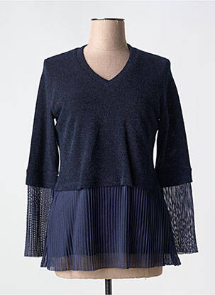 Pulover guler în v mâneci lungi albastru MERI & ESCA femme