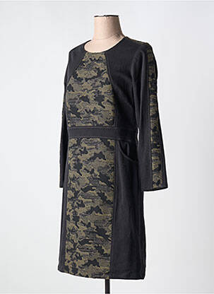 Rochie midi imprimeu fantezie mâneci lungi verde MERI & ESCA femme