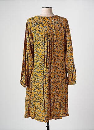 Rochie midi imprimeu floral mâneci lungi galben AGATHE & LOUISE femeie