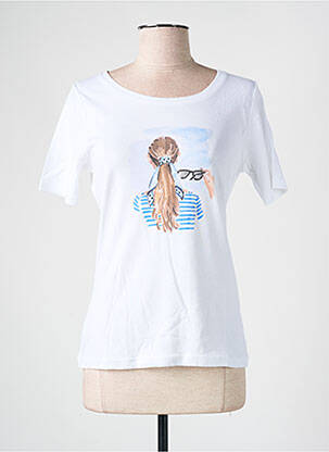 Tricou serigrafie cu strasuri mâneci scurte alb TELMAIL femeie