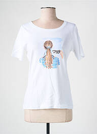 Tricou serigrafie cu strasuri mâneci scurte alb TELMAIL femme