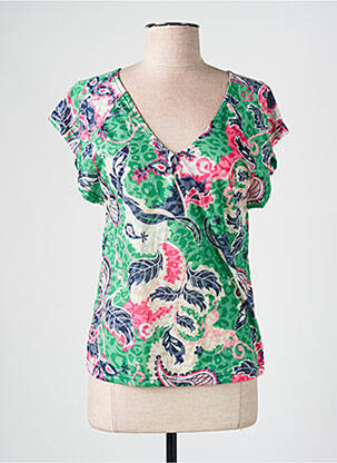Tricou imprimeu fantezie mâneci scurte verde ÉTYMOLOGIE femeie