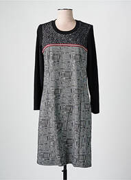 Rochie midi imprimeu fantezie mâneci lungi negru GUY DUBOUIS femme