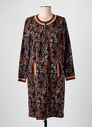 Rochie midi imprimeu floral mâneci lungi negru GUY DUBOUIS femeie