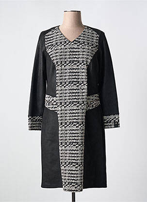 Rochie midi imprimeu fantezie mâneci lungi negru GUY DUBOUIS femme