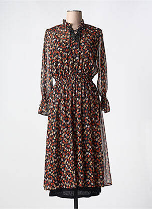 Rochie midi croială fluidă mâneci lungi negru FRANCE RIVOIRE femeie