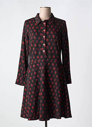 Rochie midi imprimeu fantezie mâneci lungi negru GUY DUBOUIS femeie