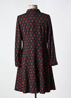 Rochie midi imprimeu fantezie mâneci lungi negru GUY DUBOUIS femeie