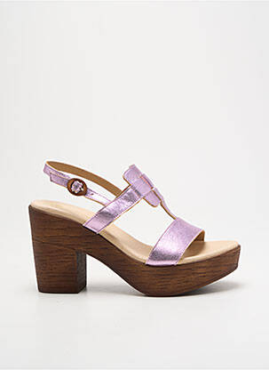Sandale/pantofi decupați semi compensat toc de 7 la 9 cm violet QOO TUM femeie